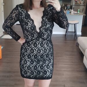 Mini black lace dress